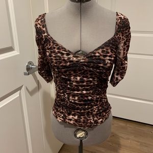 Cotton candy LA (bloomingdale) mesh leopard print top